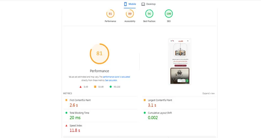 قبل از بهینه‌سازی