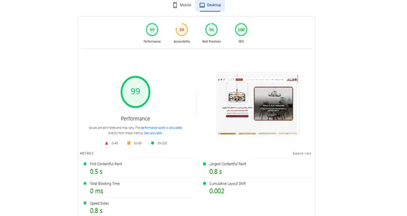 بعد از بهینه‌سازی