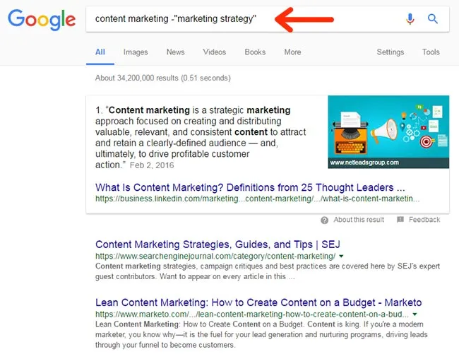 حذف عبارت Exact Match از نتایج جستجو